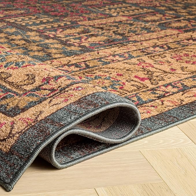 SAFAVIEH Mahal Collection Area Rug - 9' x 12', Navy & Natural, Traditional Oriental Design, Non-Shedding & Easy Care, Ideal for High Traffic Areas in Living Room, Bedroom (MAH697E)