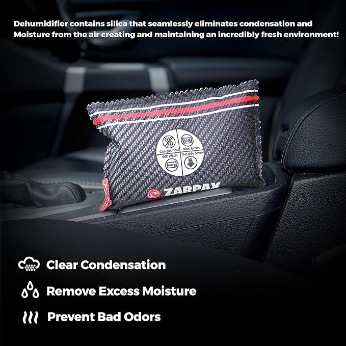Reusable Car Dehumidifier Bag (2 Pack) Rechargeable Dehumidifier bags for Car, Trucks, and RVs - Prevent Damp & Moisture on Windscreens - Leakproof Moisture Absorber for Car and Home