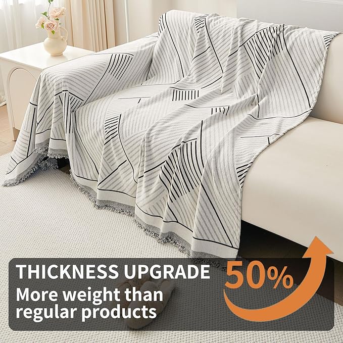 HAOMAIJIA Non Slip Couch Cover Sofa Covers for 3 Cushion Couch Washable sectional Couch Covers for Dogs pet Furniture Protector Couch Cover Blanket for Living Room (CQ-Black/Grey, 71"x118")