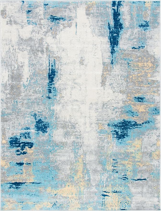 SAFAVIEH Jasper Collection X-Large Area Rug - 12' x 15', Grey & Gold, Modern Abstract Design, Non-Shedding & Easy Care, Ideal for High Traffic Areas in Living Room, Bedroom (JSP101A)