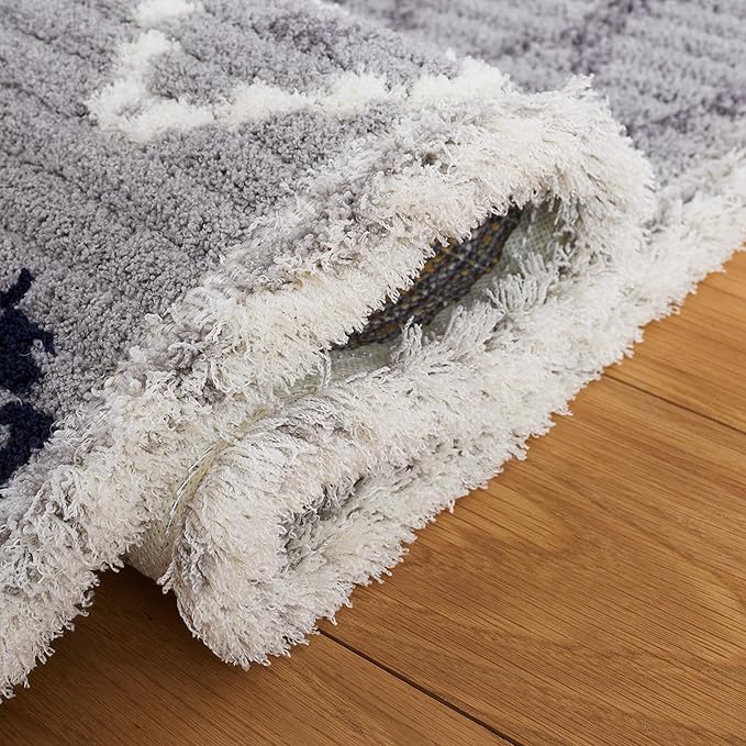 SAFAVIEH Marrakech Collection Runner Rug - 2'2" x 8', Grey & Navy, Moroccan Boho Tribal Rustic Design, Non-Shedding & Easy Care, Ideal for High Traffic Areas in Living Room, Bedroom (MRK612F)