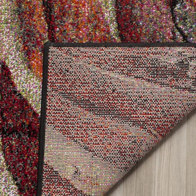 SAFAVIEH Glacier Collection 2'7" x 5' Red / Multi GLA126A Modern Abstract Non-Shedding Living Room Bedroom Area Rug