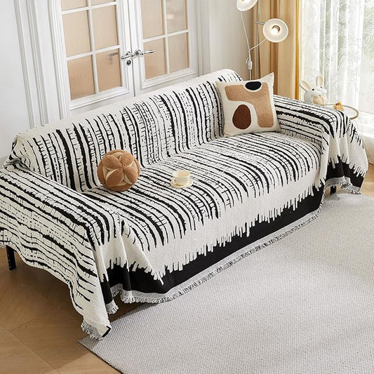HAOMAIJIA Boho Sofa Covers Couch Covers for 3 Cushion Couch Sofa Pet Friendly Soft Thick Non Slip Couch Cover for Dogs Washable Sectional Couch Covers L Shape Furniture Protecto (XF-Black, 71"x118")
