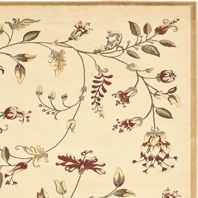 SAFAVIEH Lyndhurst Collection Area Rug - 5'3" x 7'6", Ivory & Multi, Traditional Floral Design, Non-Shedding & Easy Care, Ideal for High Traffic Areas in Living Room, Bedroom (LNH552-1291)