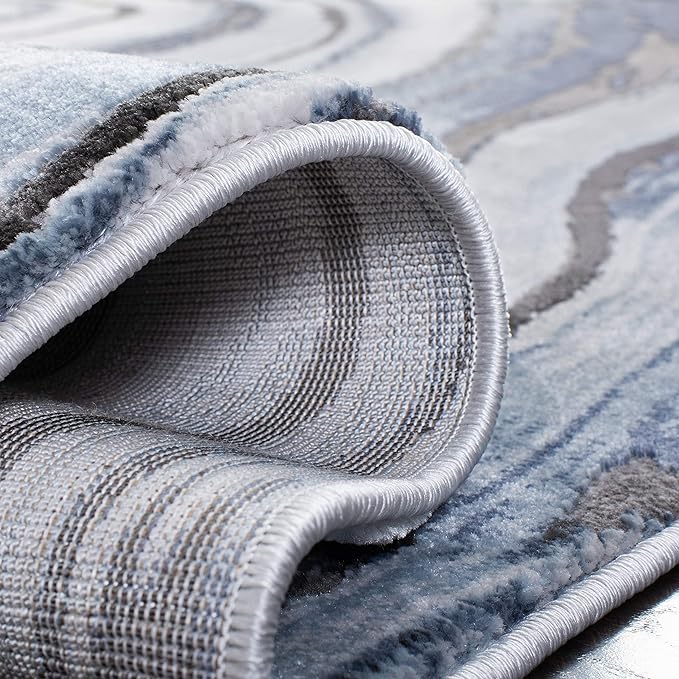 SAFAVIEH Craft Collection Area Rug - 8' x 10', Blue & Grey, Modern Abstract Design, Non-Shedding & Easy Care, Ideal for High Traffic Areas in Living Room, Bedroom (CFT819M)