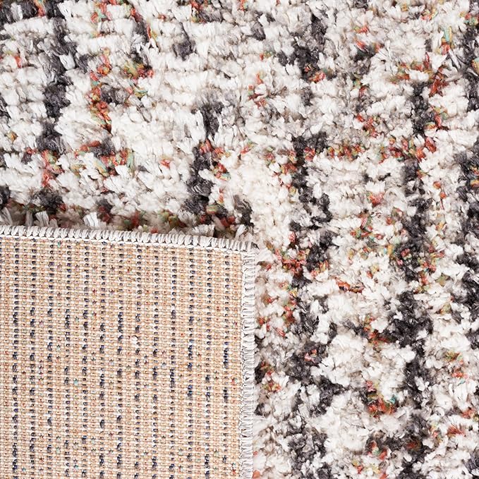 SAFAVIEH Jericho Shag Collection Runner Rug - 2'2" x 8', Black & Rust, Design, Non-Shedding & Easy Care, 1.2-inch Thick Ideal for High Traffic Areas in Living Room, Bedroom (JER100Z)