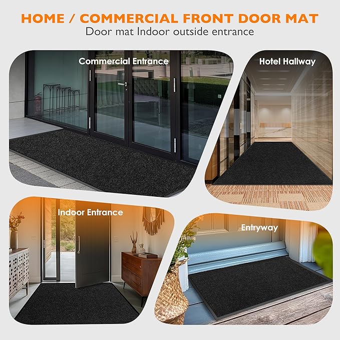 Custom Size Extra Large Front Door Mat, 3FT x 28FT Indoor Outdoor Entrance Commercial Floor Mat, Heavy Duty Dirt Trapper Doormat for Entryway Welcome Mat, Low Profile, Non-Slip, Waterproof