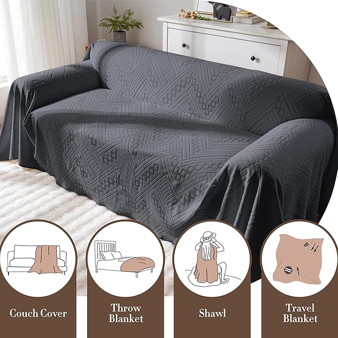 Waterproof Couch Cover, Reversible Washable Anti-Slip Loveseat Sofa Covers with 2 Cushions, Sectional Couch Covers for Pets, Sofa Slipcovers for Dogs Cats, 71x91 in/Dark Grey
