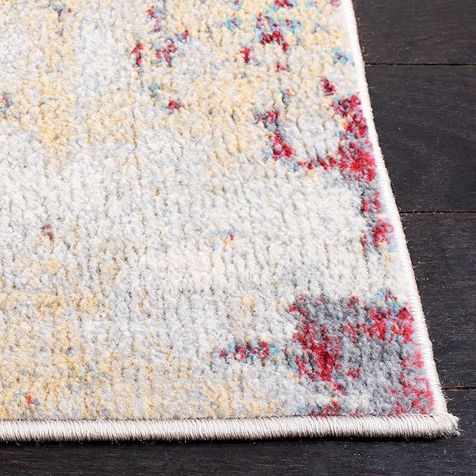 SAFAVIEH Jasper Collection Accent Rug - 4' x 6', Red & Ivory, Modern Abstract Design, Non-Shedding & Easy Care, Ideal for High Traffic Areas in Entryway, Living Room, Bedroom (JSP101Q)