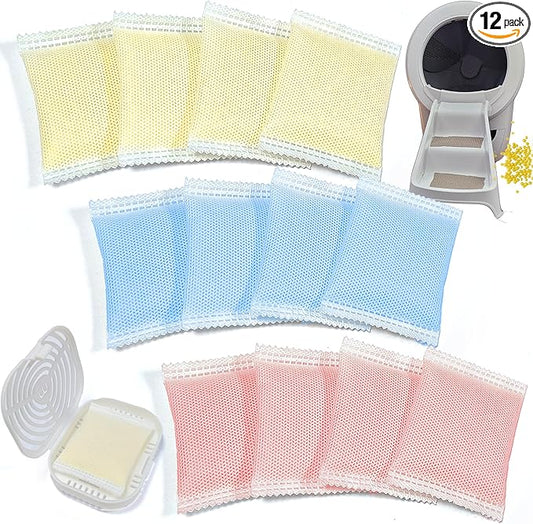 12 Pack Odor Remover Refills Compatible with Whisker OdorTrap Pod, Cat Toilet Odor Eliminates Deodorant for Litter-Robot and Traditional Litter Boxes (4* Jasmine + 4* Rose + 4* Lemon)