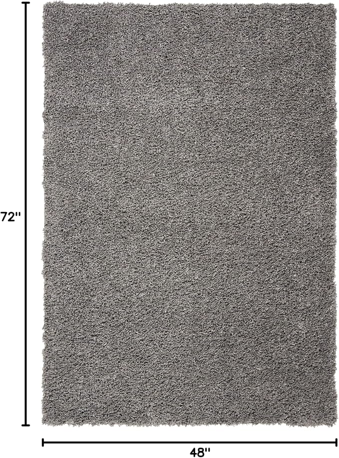 SAFAVIEH August Shag Collection Accent Rug - 4' x 6', Grey, Solid Design, Non-Shedding & Easy Care, 1.5-inch Thick Ideal for High Traffic Areas in Entryway, Living Room, Bedroom (AUG200F)