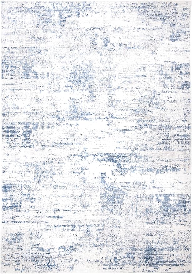 SAFAVIEH Amelia Collection Area Rug - 6' x 9', Ivory & Blue, Modern Abstract Design, Non-Shedding & Easy Care, Ideal for High Traffic Areas in Living Room, Bedroom (ALA700A)