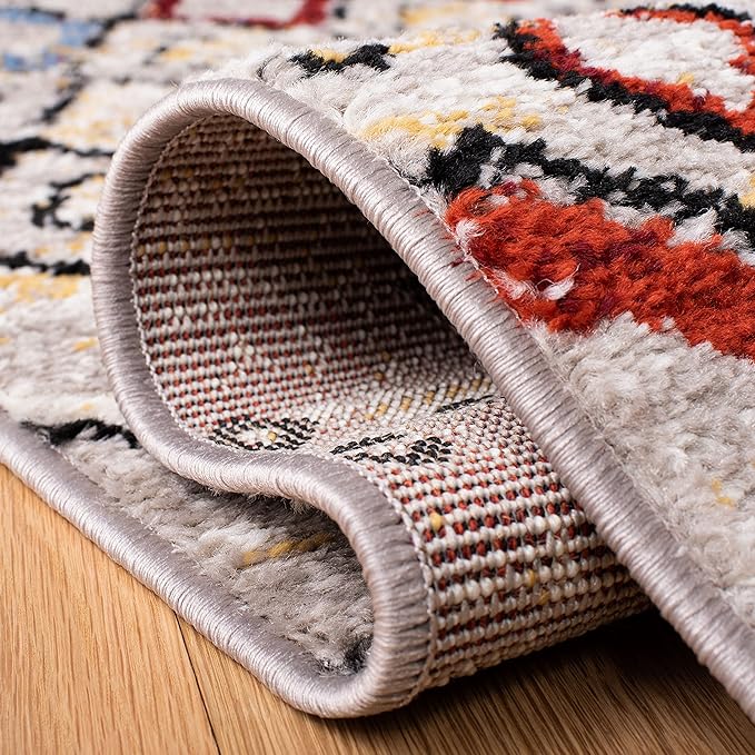 SAFAVIEH Amsterdam Collection Accent Rug - 2'3" x 4', Light Grey & Multi, Moroccan Boho Design, Non-Shedding & Easy Care, Ideal for High Traffic Areas in Entryway, Living Room, Bedroom (AMS108G)