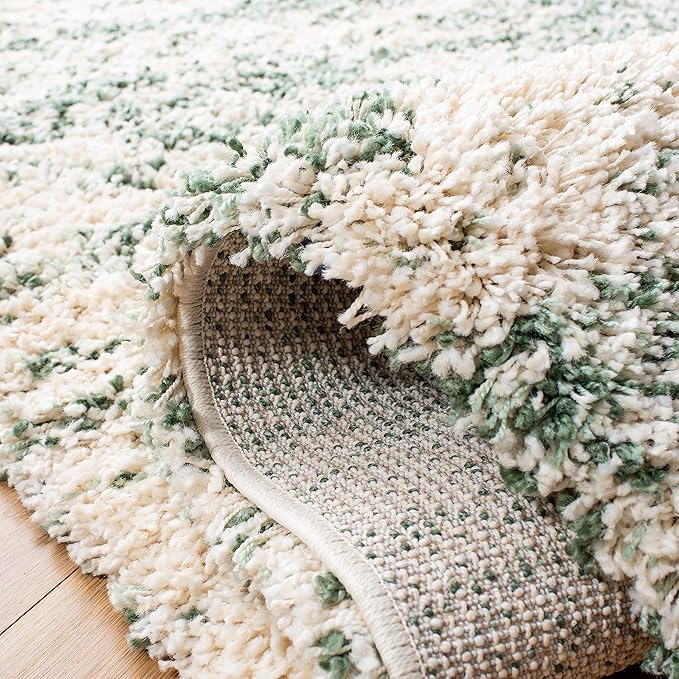 SAFAVIEH Hudson Shag Collection Accent Rug - 2' x 3', Ivory & Green, Modern Design, Non-Shedding & Easy Care, 2-inch Thick Ideal for High Traffic Areas in Entryway, Living Room, Bedroom (SGH206Y)