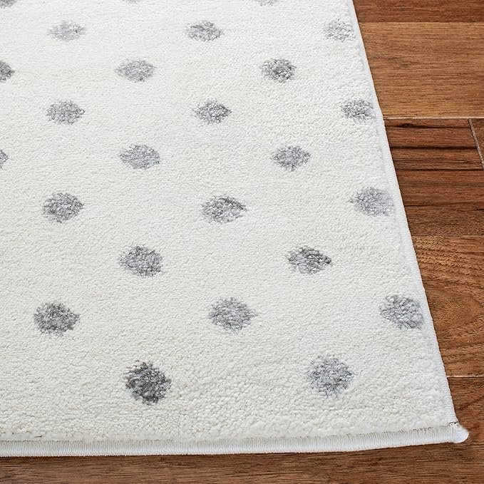 SAFAVIEH Carousel Kids Collection Area Rug - 3' Round, Ivory Grey & Pink, Non-Shedding & Easy Care, Ideal for High Traffic Areas for Boys & Girls in Playroom, Nursery, Bedroom (CRK163B)