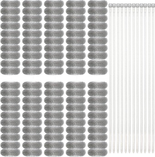 Hotop 100 Pieces Lint Traps for Washing Machine Hose with 100 Cable Ties, Stainless Steel Lint Catcher Washing Machine Filter Laundry Mesh Washer Hose Filter Rust Proof Traps Snare for Discharging