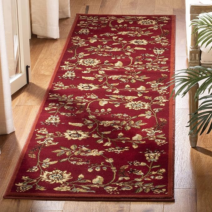 SAFAVIEH Lyndhurst Collection Runner Rug - 2'3" x 16', Red & Multi, Traditional Floral Design, Non-Shedding & Easy Care, Ideal for High Traffic Areas in Living Room, Bedroom (LNH552-4091)