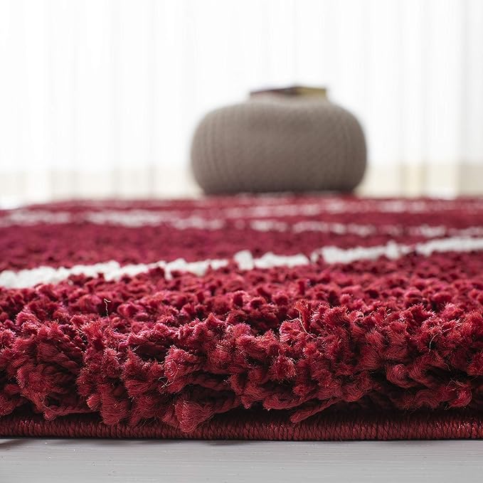SAFAVIEH Hudson Shag Collection Accent Rug - 3' x 5', Red & Ivory, Modern Trellis Design, Non-Shedding & Easy Care, 2-inch Thick Ideal for High Traffic Areas in Foyer, Living Room, Bedroom (SGH281R)