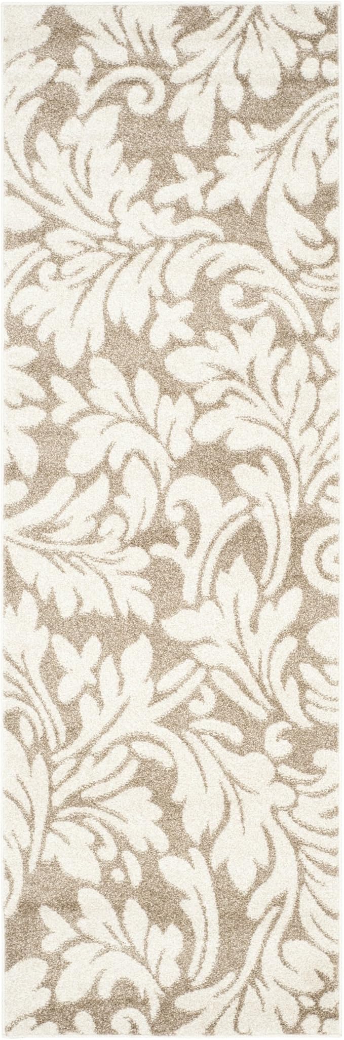 SAFAVIEH Amherst Collection Runner Rug - 2'3" x 11', Wheat & Beige, Floral Design, Non-Shedding & Easy Care, Ideal for High Traffic Areas in Living Room, Bedroom (AMT425S)