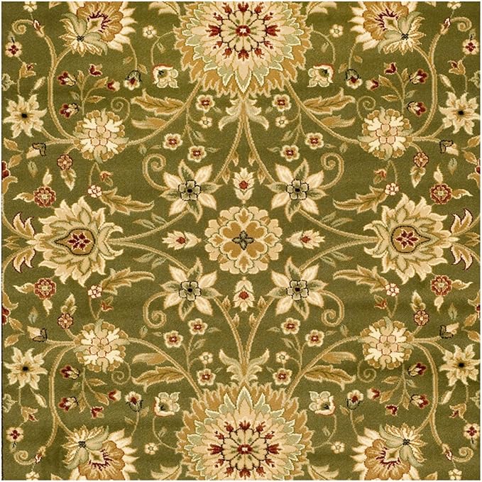 SAFAVIEH Lyndhurst Collection Area Rug - 8' Square, Sage & Ivory, Traditional Oriental Design, Non-Shedding & Easy Care, Ideal for High Traffic Areas in Living Room, Bedroom (LNH212C)