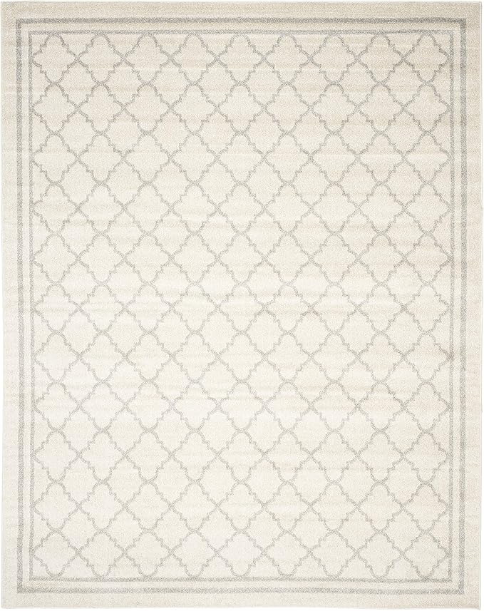 SAFAVIEH Amherst Collection Area Rug - 8' x 10', Beige & Light Grey, Moroccan Trellis Design, Non-Shedding & Easy Care, Ideal for High Traffic Areas in Living Room, Bedroom (AMT422E)