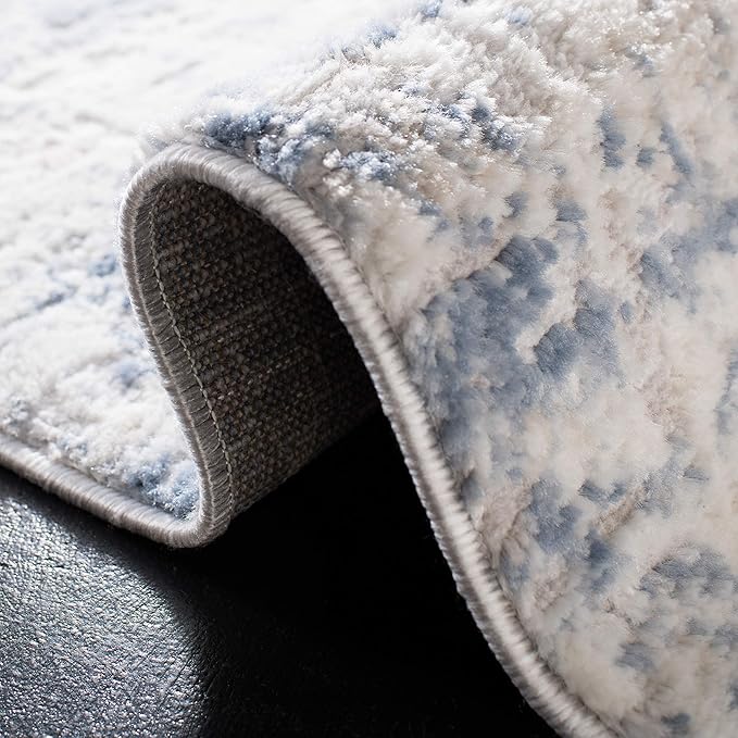 SAFAVIEH Amelia Collection Runner Rug - 2'2" x 18', Ivory & Blue, Modern Abstract Design, Non-Shedding & Easy Care, Ideal for High Traffic Areas in Living Room, Bedroom (ALA700A)