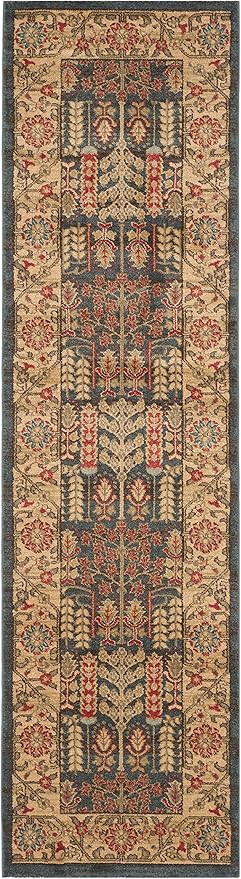 SAFAVIEH Mahal Collection Runner Rug - 2'2" x 10', Navy & Natural, Traditional Oriental Design, Non-Shedding & Easy Care, Ideal for High Traffic Areas in Living Room, Bedroom (MAH697E)