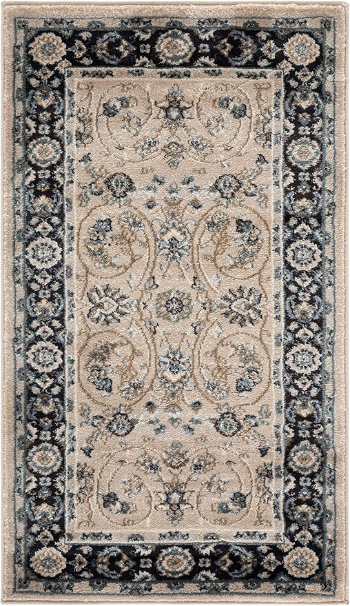 SAFAVIEH Lyndhurst Collection Area Rug - 2'3" x 4', Light Beige & Anthracite, Non-Shedding & Easy to Clean, Ideal for Front Door, Kitchen, Foyer, Entryway, Accent Space (LNH340K)