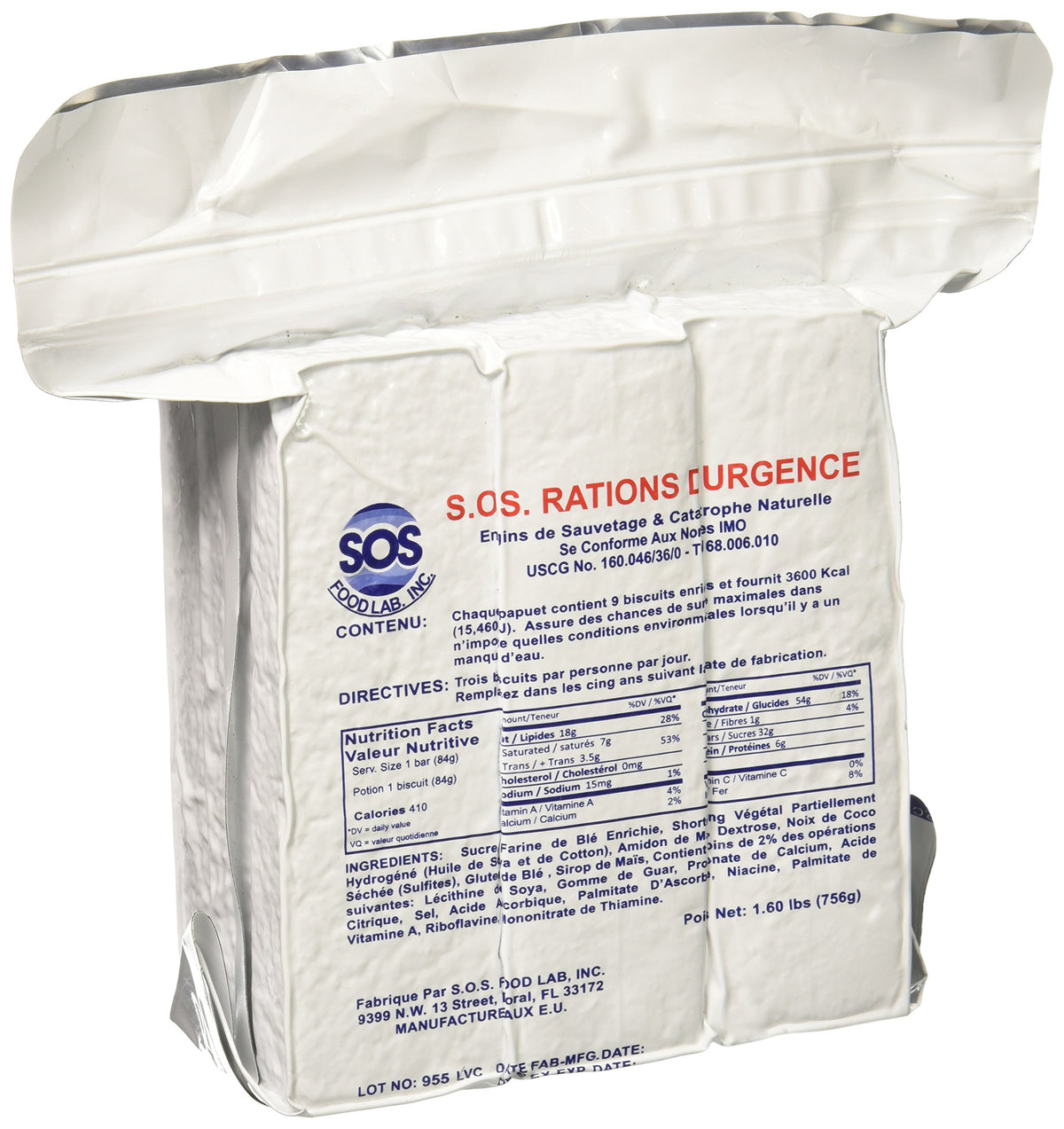 S.O.S. Rations Emergency 3600 Calorie Food Bar - 3 Day / - Image 1