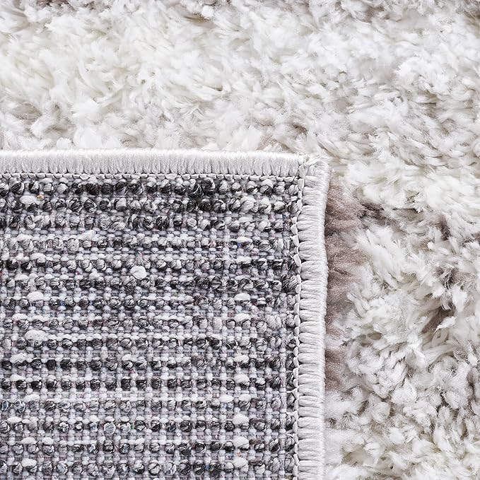SAFAVIEH Berber Shag Collection Accent Rug - 4'5" x 6'5", Grey & Dark Grey, Stripe Design, Non-Shedding & Easy Care, 1.25-inch Thick Ideal for High Traffic Areas in Living Room, Bedroom (BER565F)