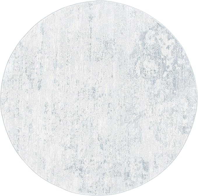 SAFAVIEH Brentwood Collection Area Rug - 5' Round, Ivory & Grey, Modern Abstract Design, Non-Shedding & Easy Care, Ideal for High Traffic Areas in Living Room, Bedroom (BNT822A)