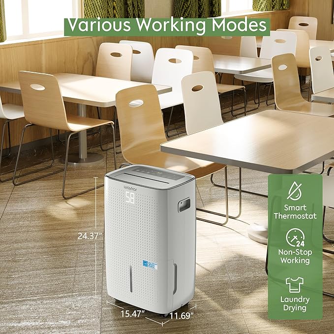 Waykar 150 Pints 7,500 Sq. Ft Energy Star Dehumidifier with Drain Hose for Commercial and Industrial Large Rooms, Home, Basements, Storages, Warehouses and Bedrooms