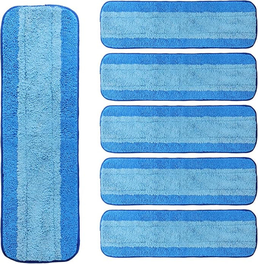 6 Pack Microfiber Cleaning Pads, Reusable Microfiber Mop Pads for 18 Inch Mop, Hardwood Floor Replacement Cleaning Mop Pads, Machine Washes