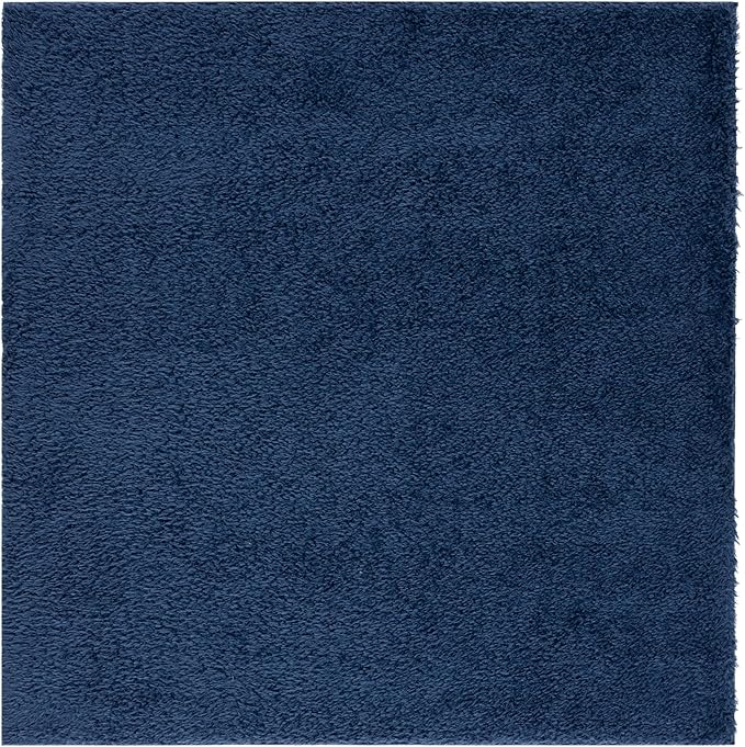 SAFAVIEH Lindsay Shag Collection Square Rug - 6'7" Square, Navy, Contemporary Design, Ideal for High Traffic Areas in Bedroom, Dining Room & Kitchen (LNS560N-7SQ)