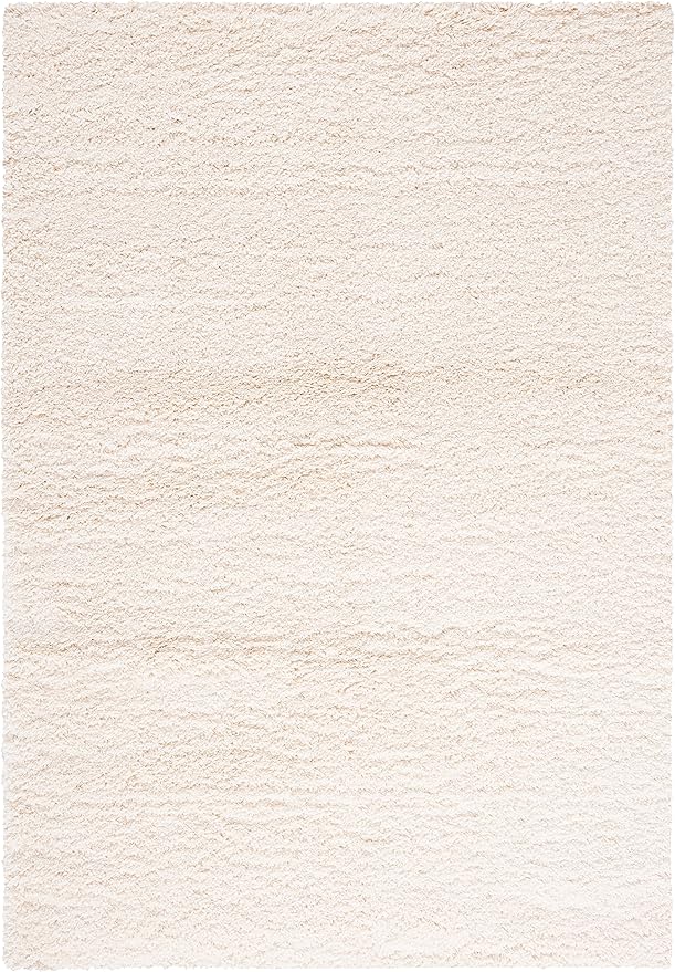 SAFAVIEH Santa Monica Shag Collection 5'3" x 7'6" Ivory SGN725 Solid Non-Shedding Living Room Bedroom Dining Room Entryway Plush 2-inch Thick Area Rug
