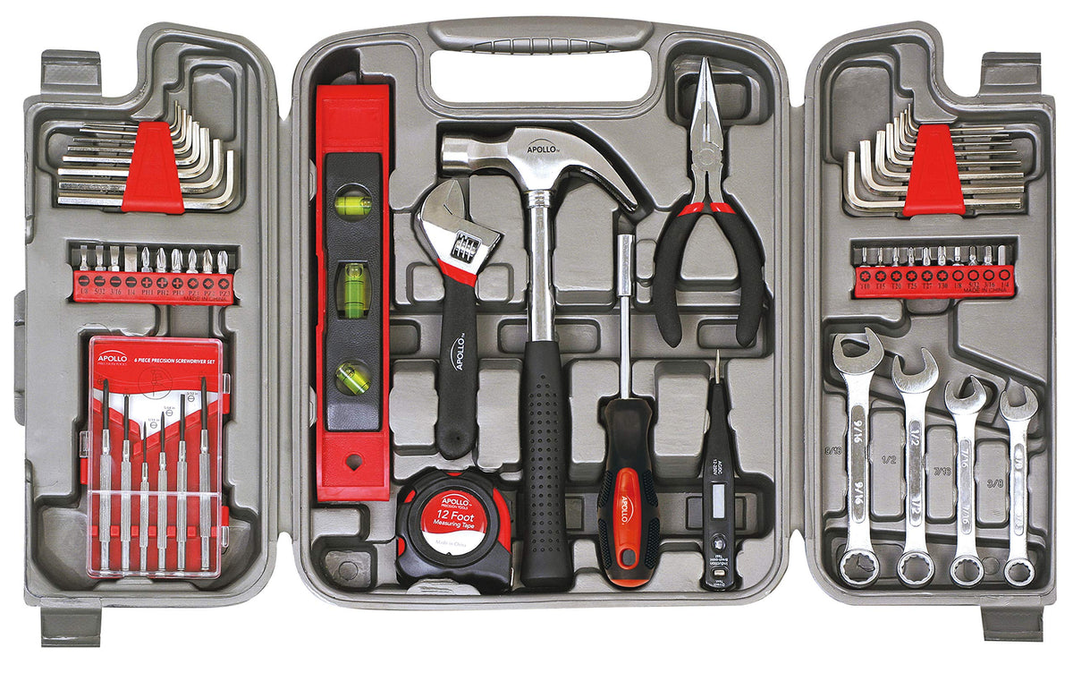 Apollo Tools 53 Piece Home Repair Tool Set, Red DT9408 - Image 1