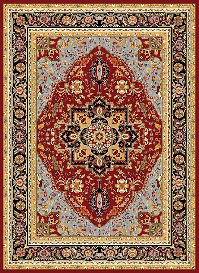 SAFAVIEH Lyndhurst Collection Area Rug - 8' x 10', Red & Black, Traditional Oriental Design, Non-Shedding & Easy Care, Ideal for High Traffic Areas in Living Room, Bedroom (LNH330B)