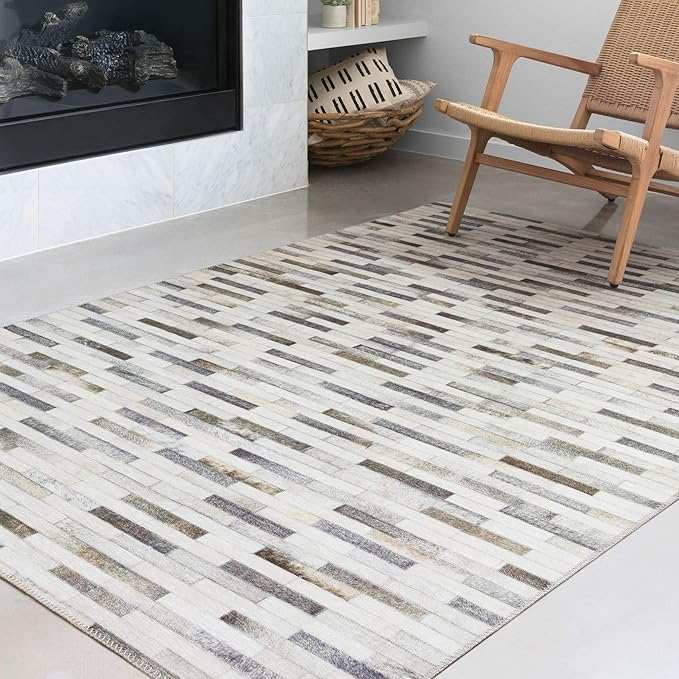 Loloi Maddox Collection MAD-01 Ivory/Grey 5'-0" x 7'-6" Area Rug