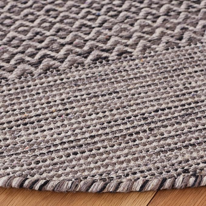 SAFAVIEH Montauk Collection 10' Round Ivory/Anthracite MTK330N Handmade Flatweave Boho Farmhouse Cotton Entryway Foyer Living Room Bedroom Kitchen Area Rug
