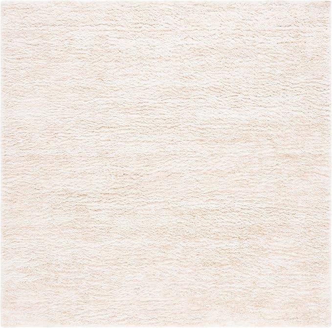 SAFAVIEH Berber Shag Collection Area Rug - 5'1" Square, Ivory & Beige, Modern Design, Non-Shedding & Easy Care, 1.2-inch Thick, Ideal for The Living Room, Bedroom, Dining Room (BER563A-5SQ)