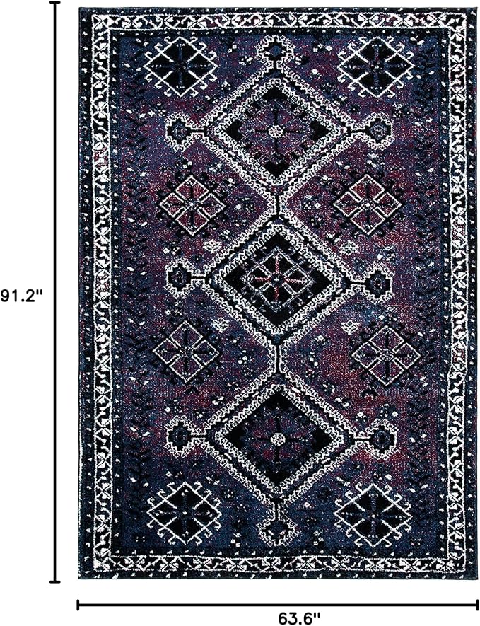 SAFAVIEH Vintage Hamadan Collection Area Rug - 5'3" x 7'6", Purple & Black, Oriental Distressed Design, Non-Shedding & Easy Care, Ideal for High Traffic Areas in Living Room, Bedroom (VTH293V)