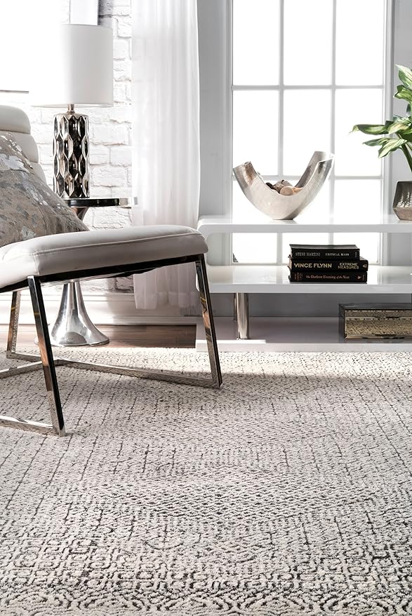 nuLOOM Exie Transitional Moroccan Runner Rug, 2' 8" x 8', Light Grey
