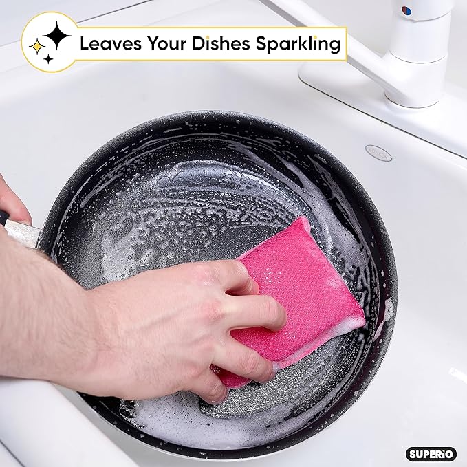 Microfiber Sponges for Dishes Kitchen Sponges Non-Scratch Sponge Dish Scrubber Pack of 12 Heavy Duty Household Cleaning Sponges Multi-Purpose Cleaning Supplies Dish Sponge Kitchen Sponges