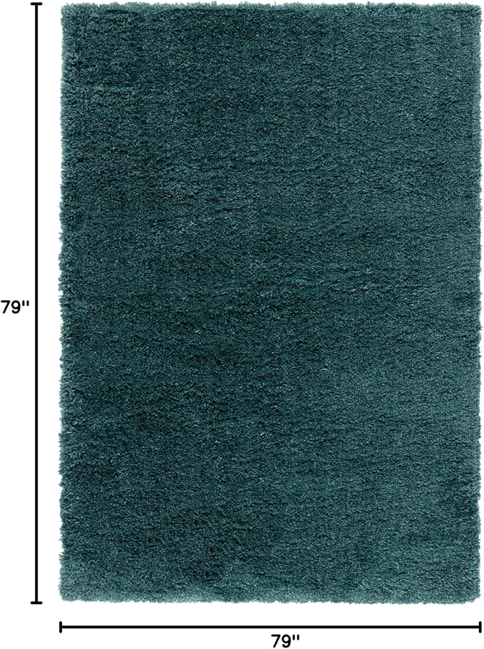 SAFAVIEH Fontana Shag Collection Area Rug - 6'7" Square, Green, Geometric Design, Ideal for High Traffic Areas in Living Room, Bedroom & Dining Room (FNT800Y-7SQ)