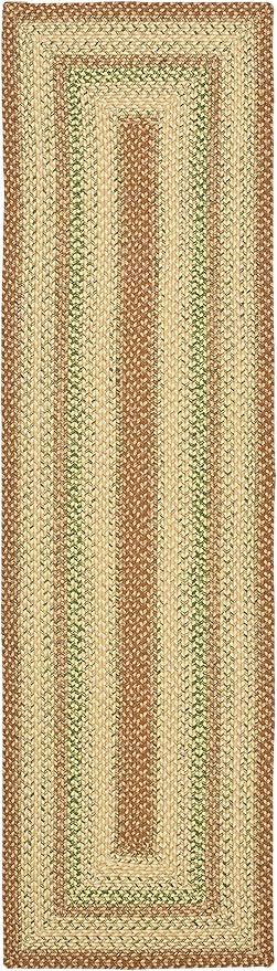 SAFAVIEH Washable Rug Outdoor Braided Collection - 2'3" x 16' Runner, Rust & Multi, Handmade & Reversible, Non-Shedding & Easy to Clean, Ideal for Patio, Backyard, Mudroom (BRD303A)