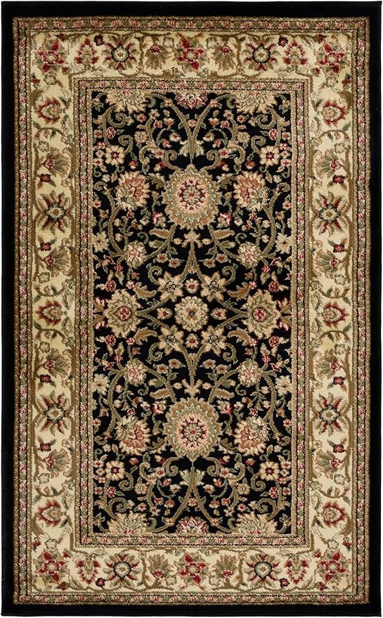 SAFAVIEH Lyndhurst Collection Accent Rug - 3'3" x 5'3", Black & Ivory, Traditional Oriental Design, Non-Shedding & Easy Care, Ideal for High Traffic Areas in Entryway, Living Room, Bedroom (LNH212A)