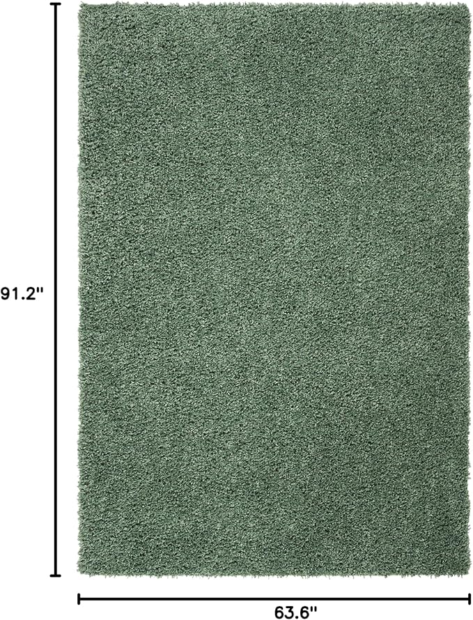 SAFAVIEH August Shag Collection Area Rug - 5'3" x 7'6", Green, Solid Design, Non-Shedding & Easy Care, 1.5-inch Thick Ideal for High Traffic Areas in Living Room, Bedroom (AUG200Y)