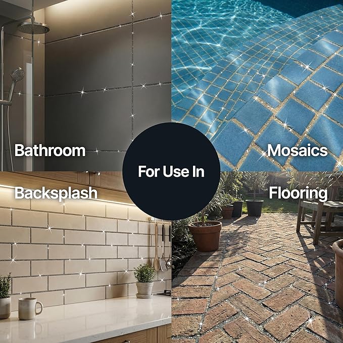 Hemway Silver Holographic Glitter Grout Additive 100g Metallic Flakes for Adding Sparkle to Kitchen & Bathroom Tiles | Enhance Your Indoor Grouting Projects with a Durable Sparkly Effect