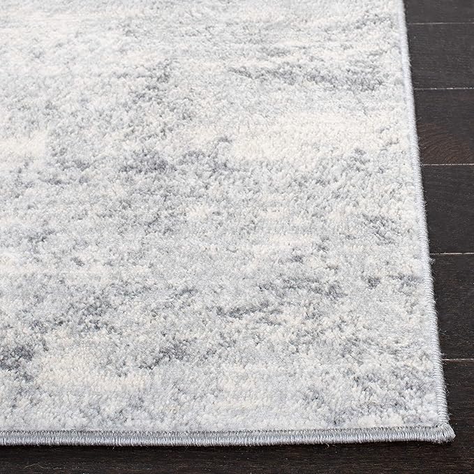SAFAVIEH Brentwood Collection Area Rug - 8' Round, Ivory & Grey, Modern Abstract Design, Non-Shedding & Easy Care, Ideal for High Traffic Areas in Living Room, Bedroom (BNT822A)