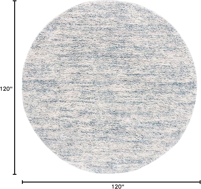 SAFAVIEH Area Rug 10' Round - Berber Shag Collection - Large - Ivory & Light Aqua, Non-Shedding & Easy to Clean, Plush Thick Pile, Ideal for Living Room, Bedroom, Dining Space (BER563J)